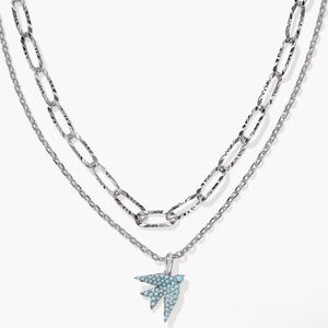 Kendra Scott Silver Melody Bird Paperclip Necklace Turquoise
